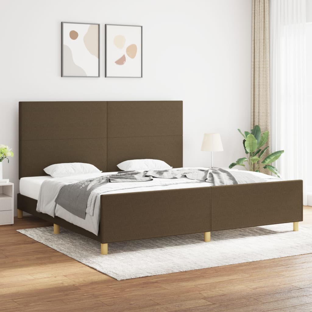 Giroletto senza Materasso-Struttura Letto Marrone Scuro 200x200 cm in Tessuto 661923