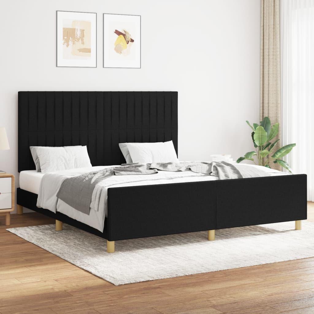 Giroletto senza Materasso-Struttura Letto Nero 160x200 cm in Tessuto 573635