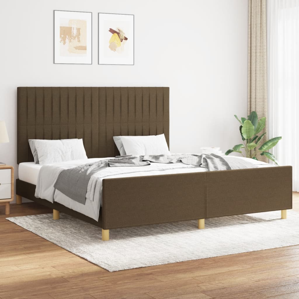 Giroletto senza Materasso-Struttura Letto Marrone Scuro 160x200 cm Tessuto 834908