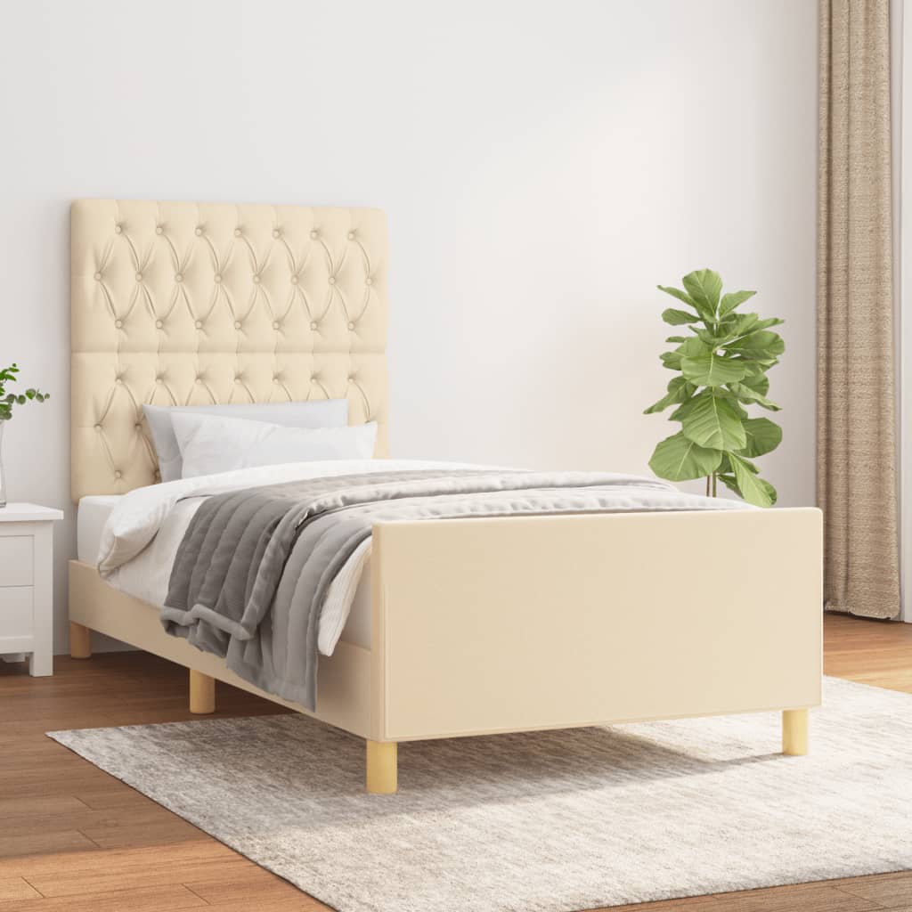 Giroletto senza Materasso-Struttura Letto Crema 90x200 cm in Tessuto