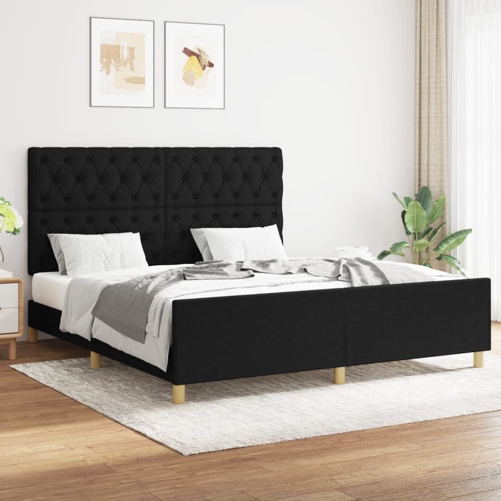 Giroletto senza Materasso-Struttura Letto Nero 160x200 cm in Tessuto 280999
