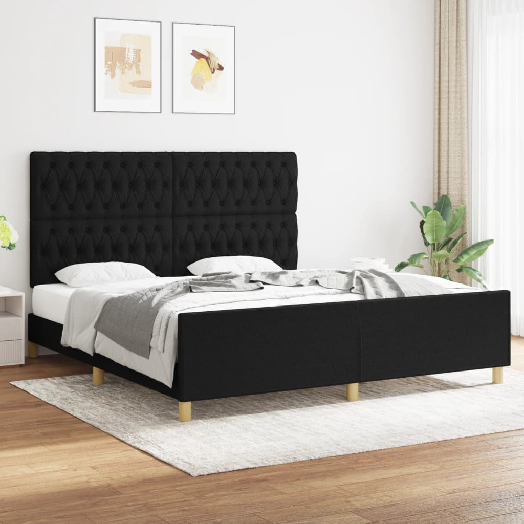 Giroletto senza Materasso-Struttura Letto Nero 180x200 cm in Tessuto 560509