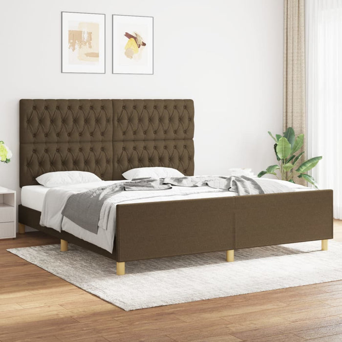 Giroletto senza Materasso-Struttura Letto Marrone Scuro 180x200 cm Tessuto 401200
