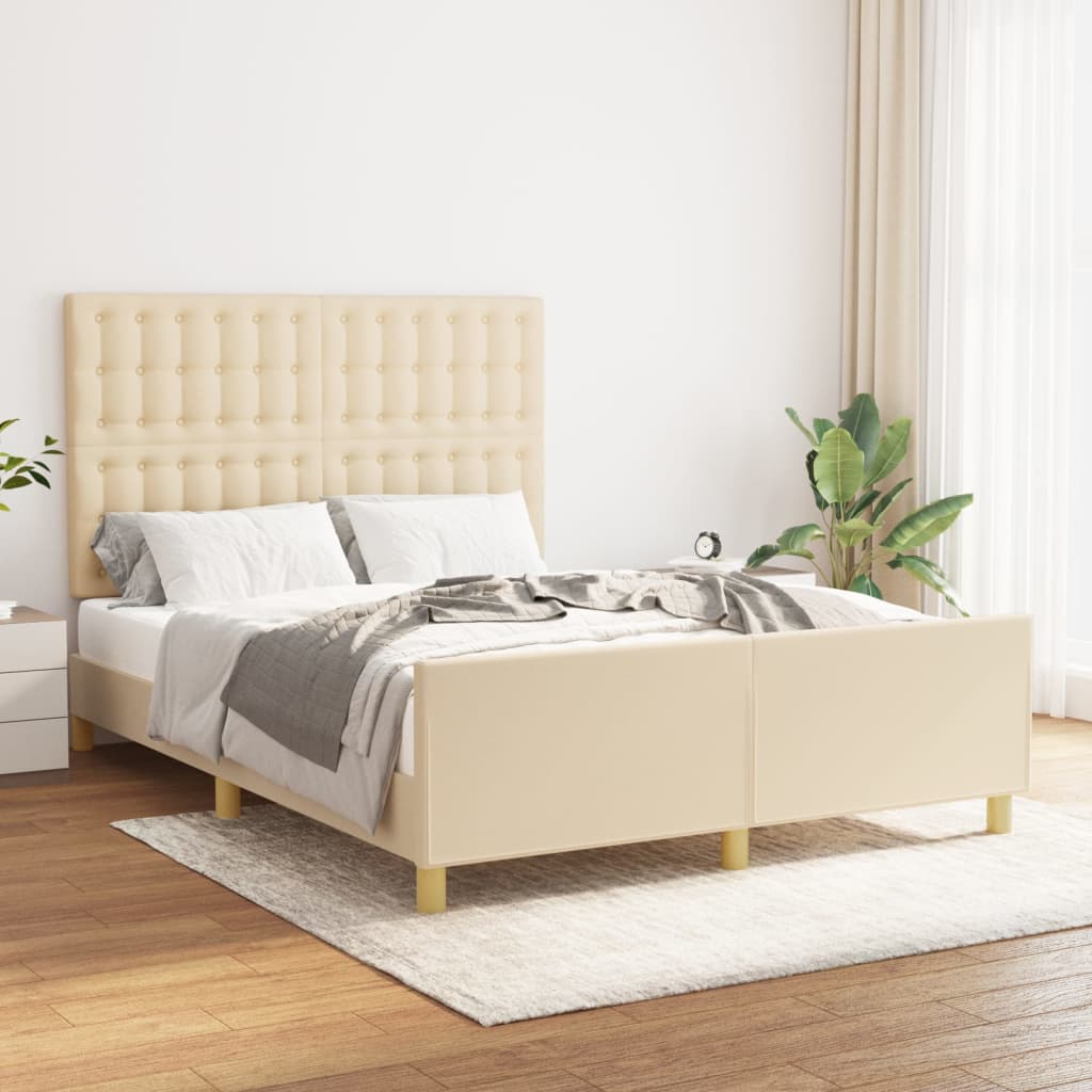 Giroletto senza Materasso-Struttura Letto Crema 140x190 cm in Tessuto