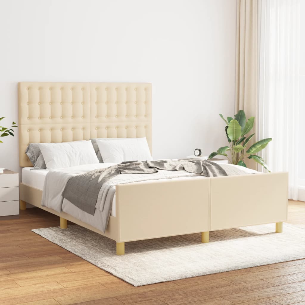 Giroletto senza Materasso-Struttura Letto Crema 140x200 cm in Tessuto