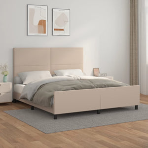 Giroletto con Testiera-Letto con Testiera Cappuccino 180x200 cm in Similpelle 556876