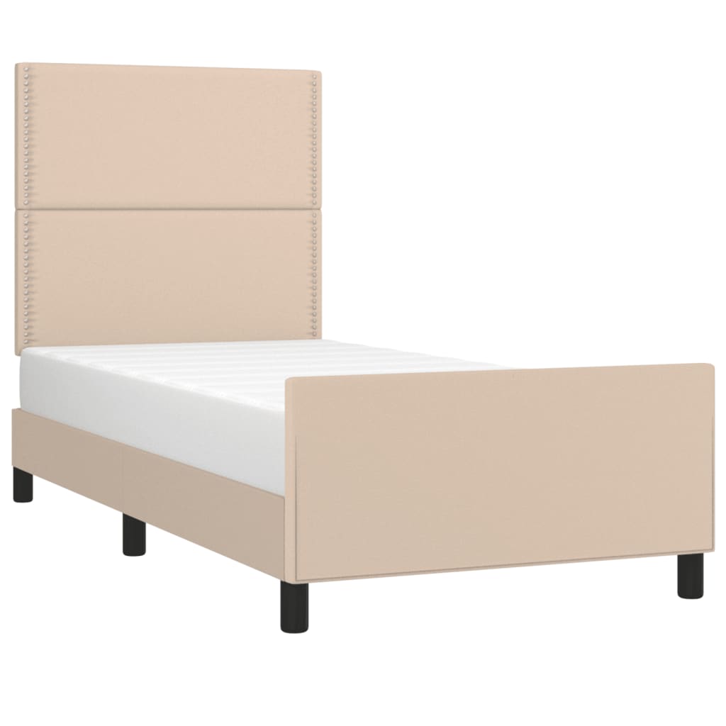 Giroletto con Testiera-Struttura Letto con testiera Cappuccino 90x190 cm in Similpelle 224408