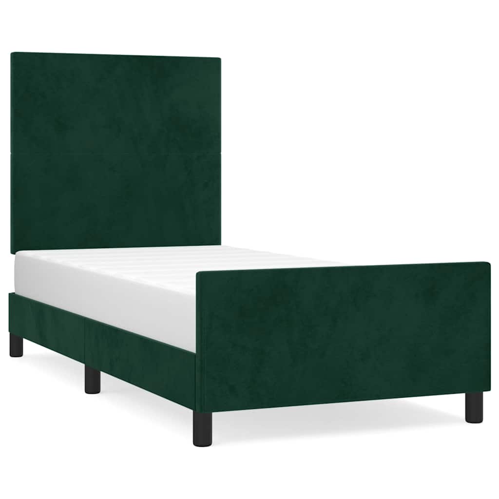 Giroletto senza Materasso-Struttura Letto Verde Scuro 90x190 cm in Velluto 719895