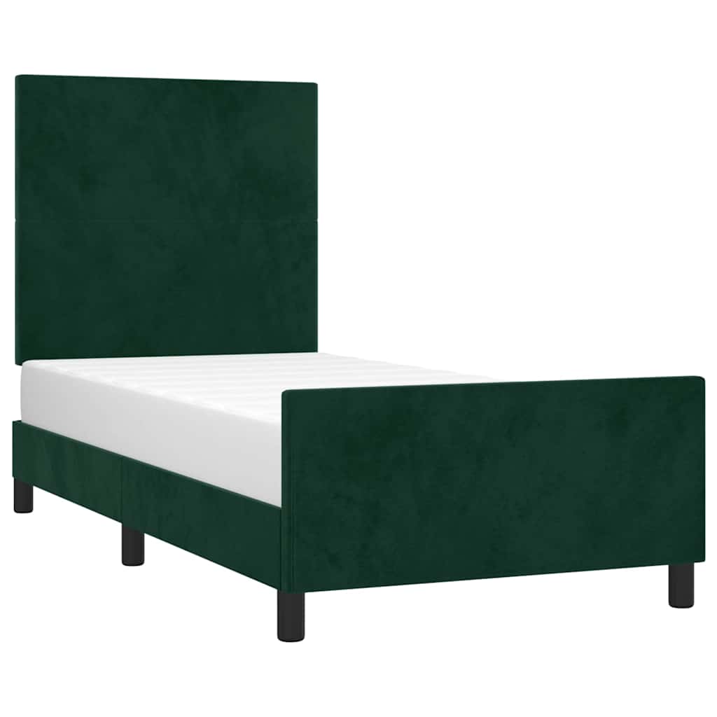 Giroletto senza Materasso-Struttura Letto Verde Scuro 90x190 cm in Velluto 719895