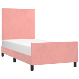 Giroletto con Testiera-Letto con Testiera Rosa 90x190 cm in Velluto 168494