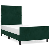 Giroletto senza Materasso-Struttura Letto Verde Scuro 90x190 cm in Velluto 590880