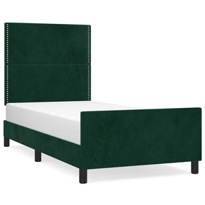 Giroletto senza Materasso-Struttura Letto Verde Scuro 90x190 cm in Velluto 590880