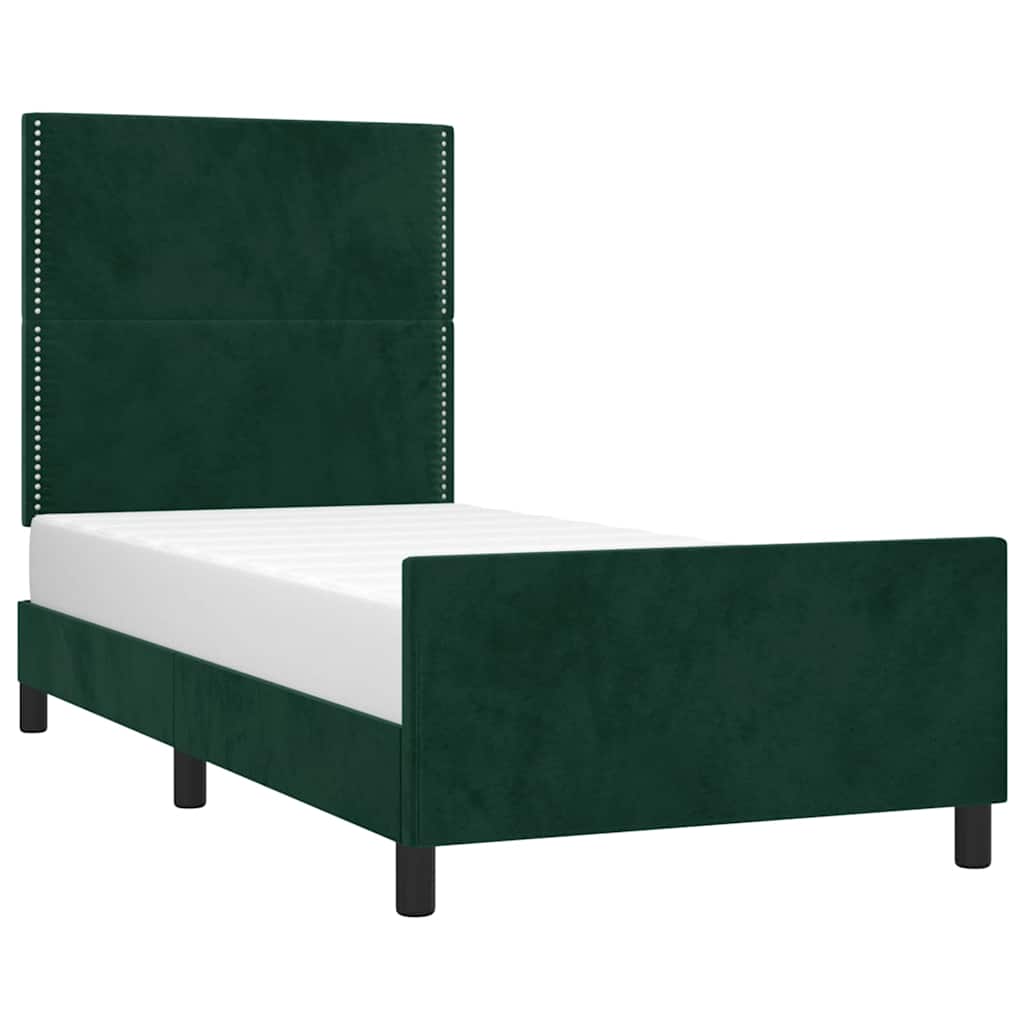 Giroletto senza Materasso-Struttura Letto Verde Scuro 90x200 cm in Velluto 864438
