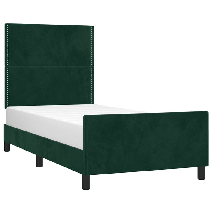 Giroletto senza Materasso-Struttura Letto Verde Scuro 100x200 cm in Velluto 342326
