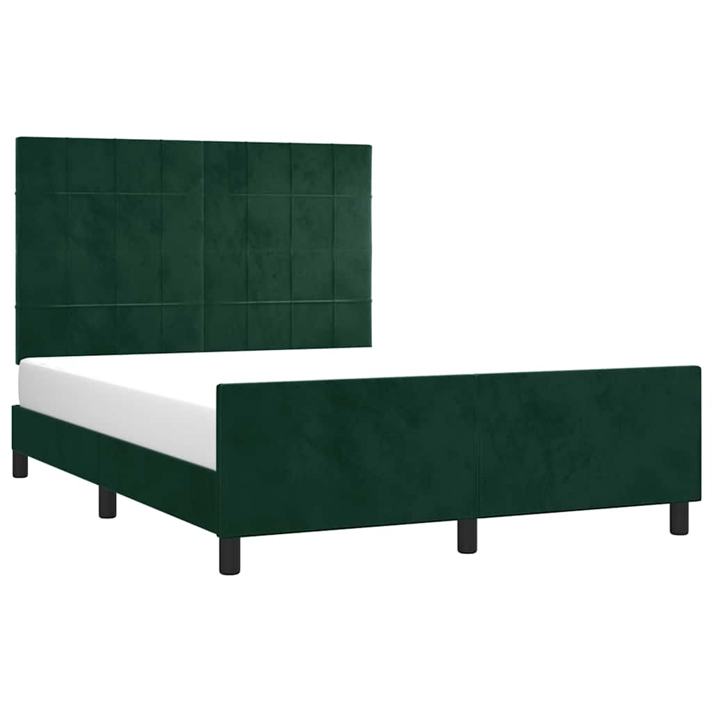 Giroletto senza Materasso-Struttura Letto Verde Scuro 140x190 cm in Velluto 668438