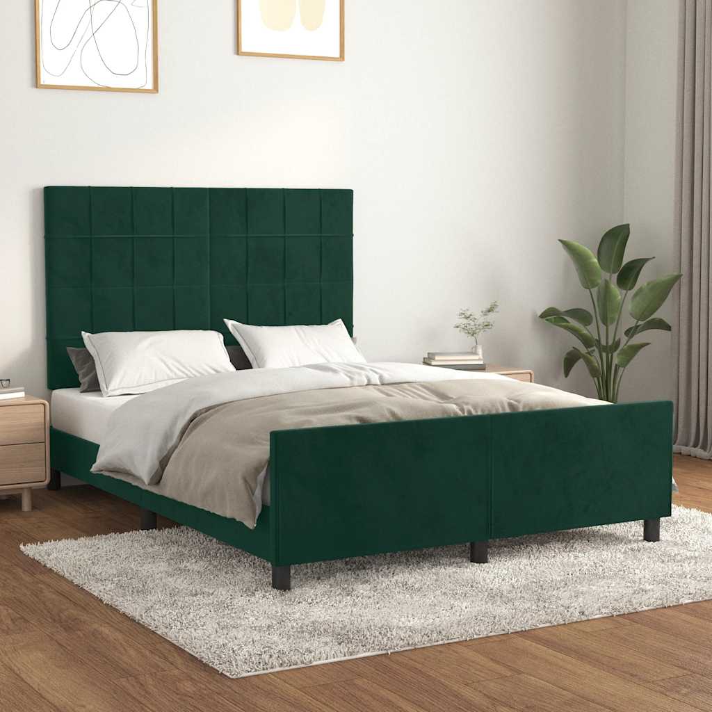 Giroletto senza Materasso-Struttura Letto Verde Scuro 140x190 cm in Velluto 668438