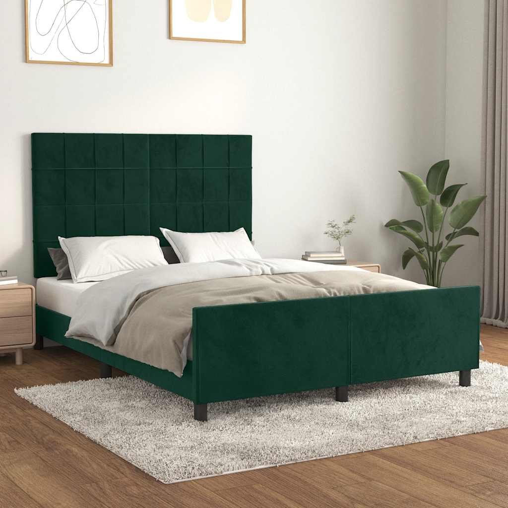 Giroletto senza Materasso-Struttura Letto Verde Scuro 140x200 cm in Velluto 123711