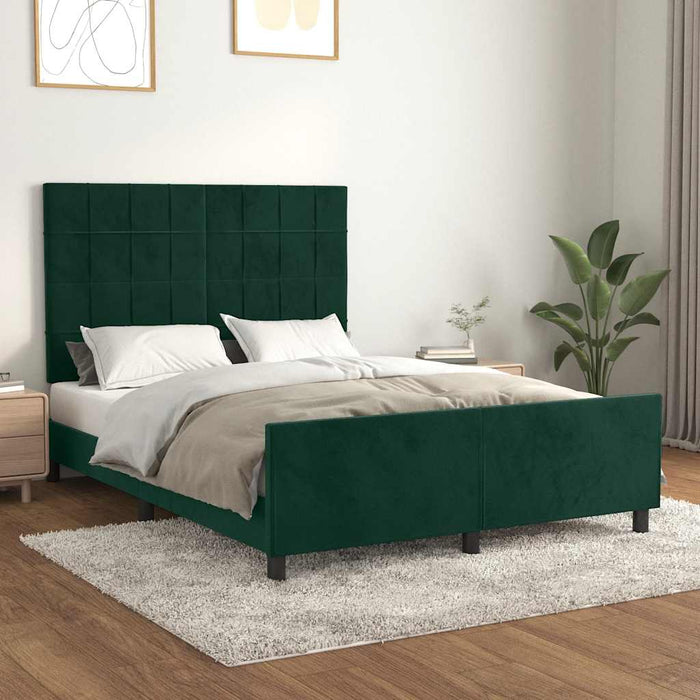 Giroletto senza Materasso-Struttura Letto Verde Scuro 140x200 cm in Velluto 123711