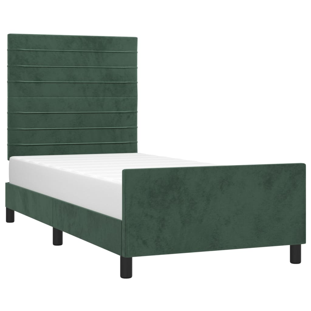 Giroletto con Testiera Verde Scuro 90x190 cm in Velluto 3125791