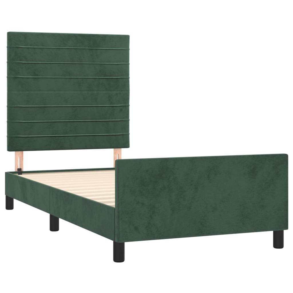 Giroletto con Testiera Verde Scuro 90x190 cm in Velluto 3125791