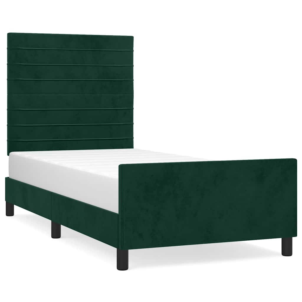 Giroletto senza Materasso-Struttura Letto Verde Scuro 90x200 cm in Velluto 484290