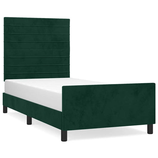 Giroletto senza Materasso-Struttura Letto Verde Scuro 100x200 cm in Velluto 281799