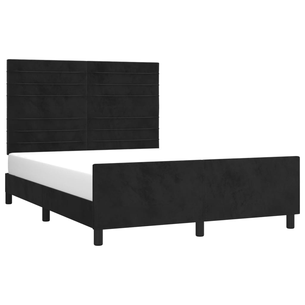 Giroletto senza Materasso-Struttura Letto Nero 140x190 cm in Velluto 372369