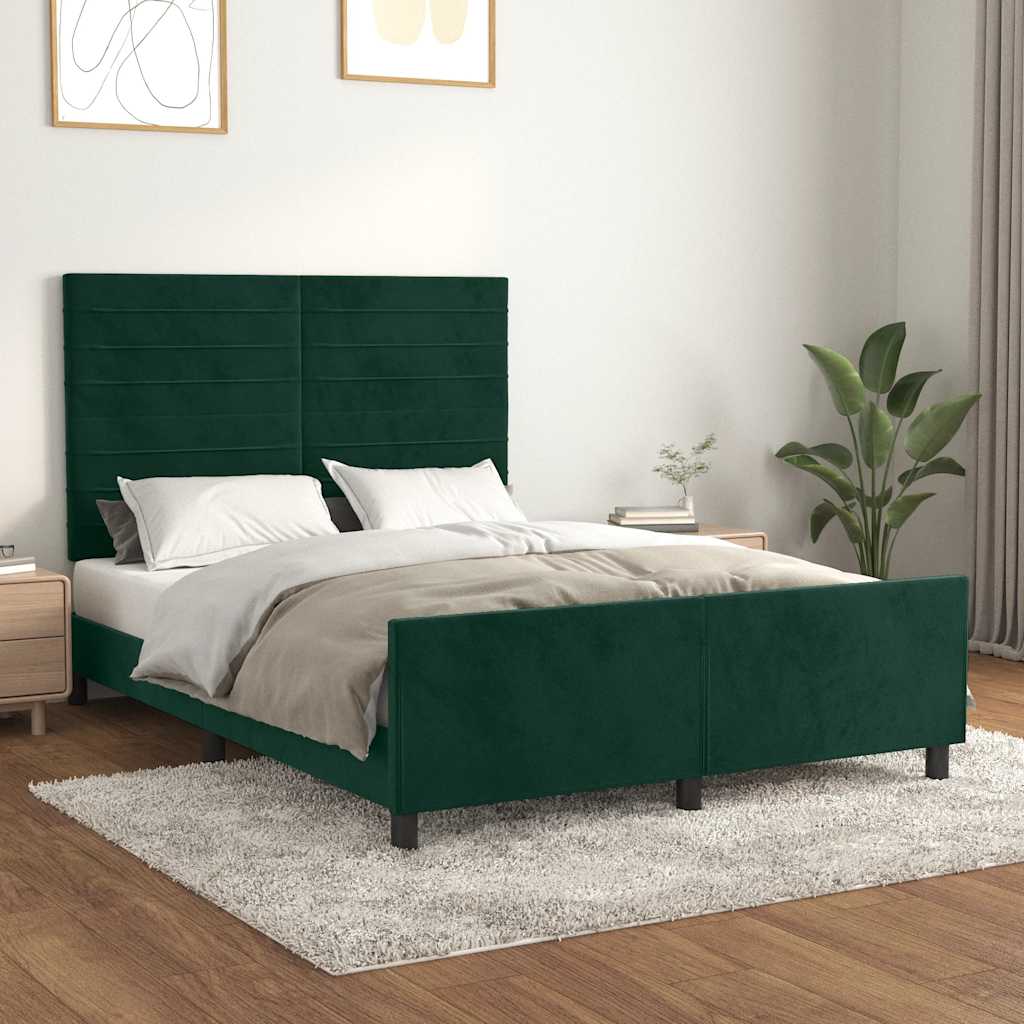 Giroletto senza Materasso-Struttura Letto Verde Scuro 140x190 cm in Velluto 753377