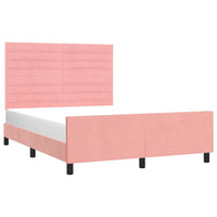 Giroletto con Testiera-Letto con Testiera Rosa 140x190 cm in Velluto 429366