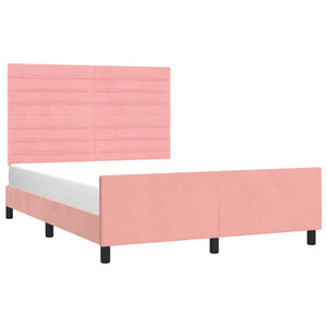 Giroletto con Testiera-Letto con Testiera Rosa 140x190 cm in Velluto 429366