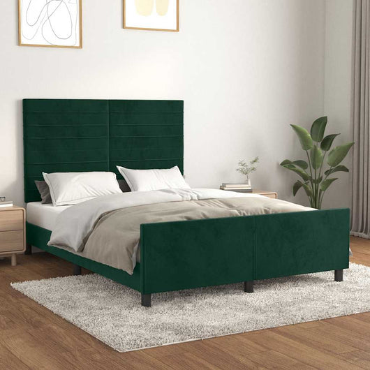 Giroletto senza Materasso-Struttura Letto Verde Scuro 140x200 cm in Velluto 343633
