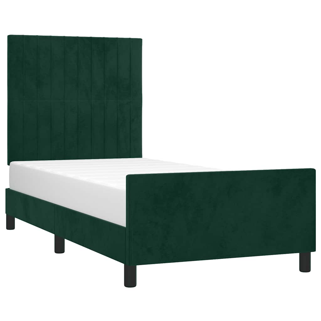 Giroletto senza Materasso-Struttura Letto Verde Scuro 90x190 cm in Velluto 752755
