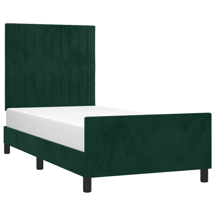 Giroletto senza Materasso-Struttura Letto Verde Scuro 90x190 cm in Velluto 752755