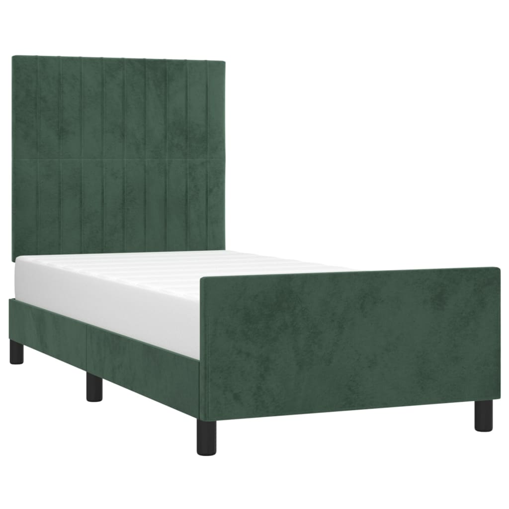 Giroletto senza Materasso-Struttura Letto Verde Scuro 90x200 cm in Velluto 261556