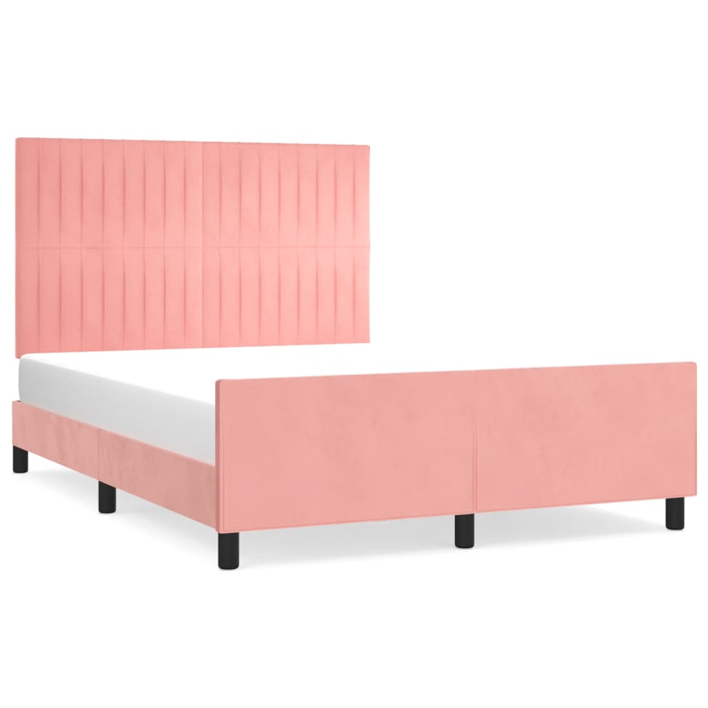 Giroletto con Testiera-Letto con Testiera Rosa 140x190 cm in Velluto 861515