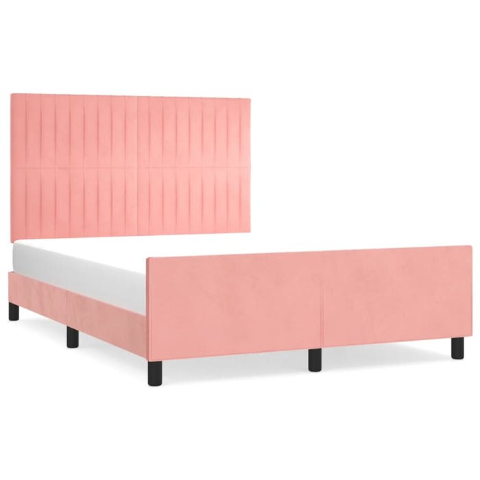 Giroletto con Testiera-Letto con Testiera Rosa 140x190 cm in Velluto 861515