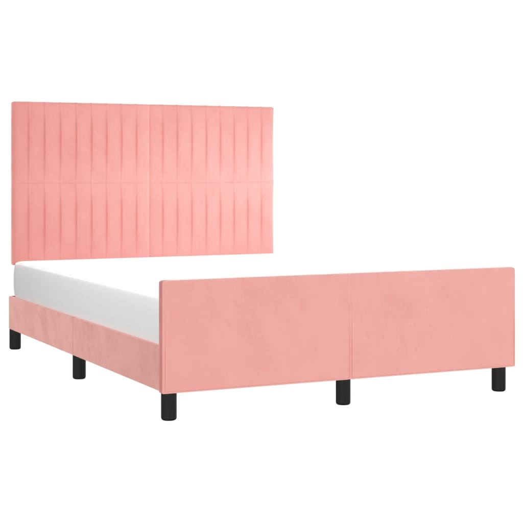 Giroletto con Testiera-Letto con Testiera Rosa 140x190 cm in Velluto 861515