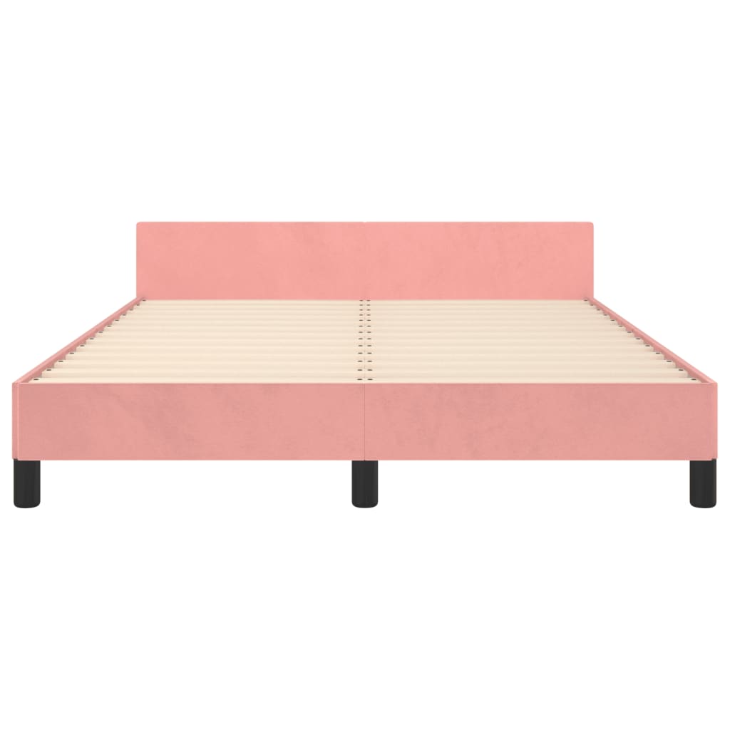 Giroletto con Testiera-Letto con Testiera Rosa 140x190 cm in Velluto 861515