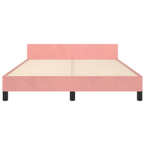 Giroletto con Testiera-Letto con Testiera Rosa 140x190 cm in Velluto 861515