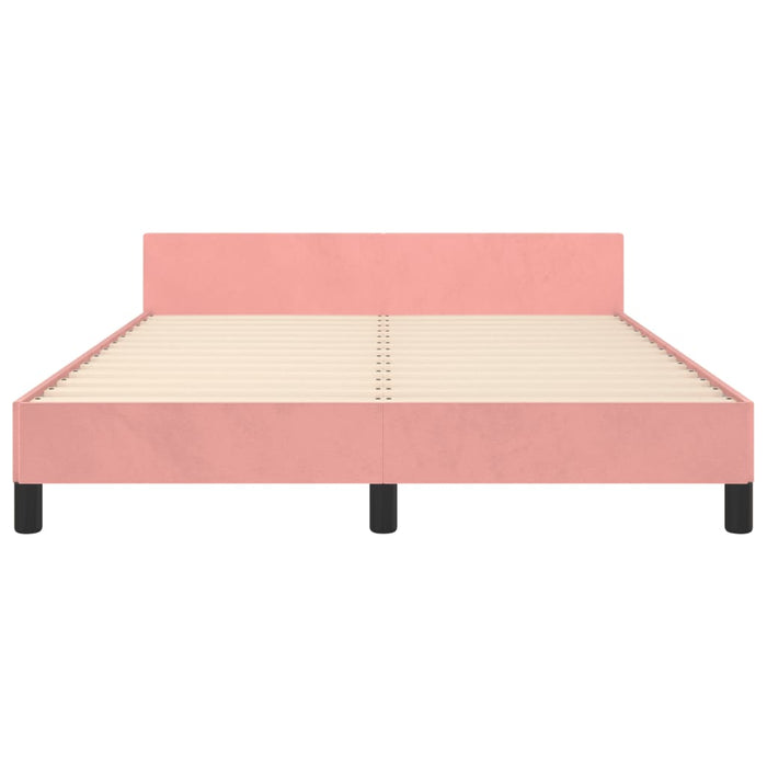 Giroletto con Testiera-Letto con Testiera Rosa 140x190 cm in Velluto 861515