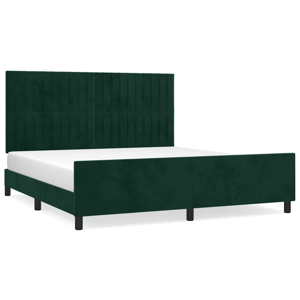 Giroletto senza Materasso-Struttura Letto Verde Scuro 160x200 cm in Velluto 605077