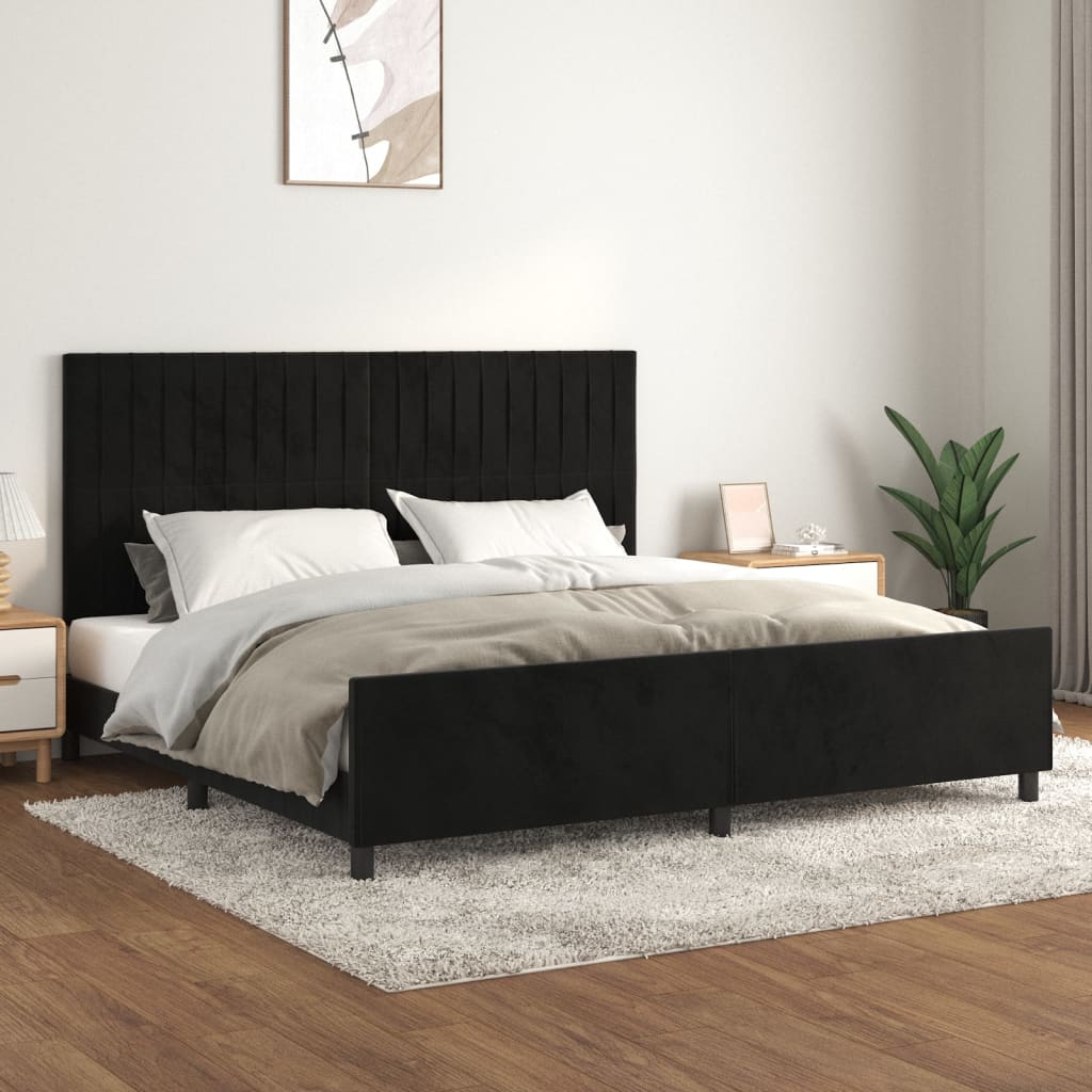 Giroletto senza Materasso-Struttura Letto Nero 200x200 cm in Velluto 162830