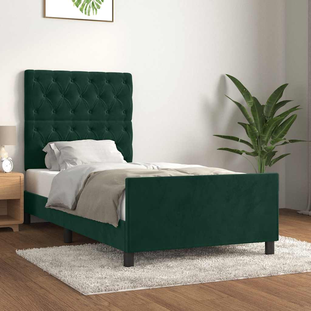 Giroletto senza Materasso-Struttura Letto Verde Scuro 80x200 cm in Velluto 505900