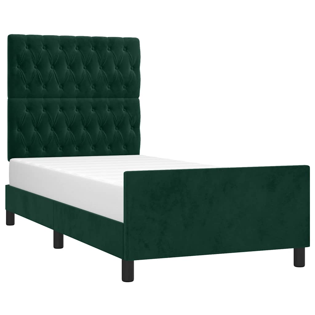 Giroletto senza Materasso-Struttura Letto Verde Scuro 100x200 cm in Velluto 268986