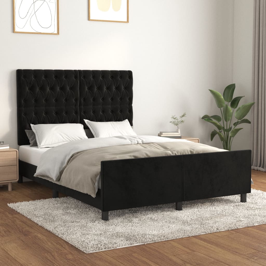 Giroletto senza Materasso-Struttura Letto Nero 140x190 cm in Velluto 560565