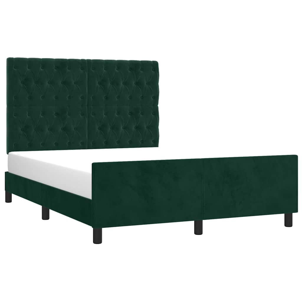 Giroletto senza Materasso-Struttura Letto Verde Scuro 140x190 cm in Velluto 690851