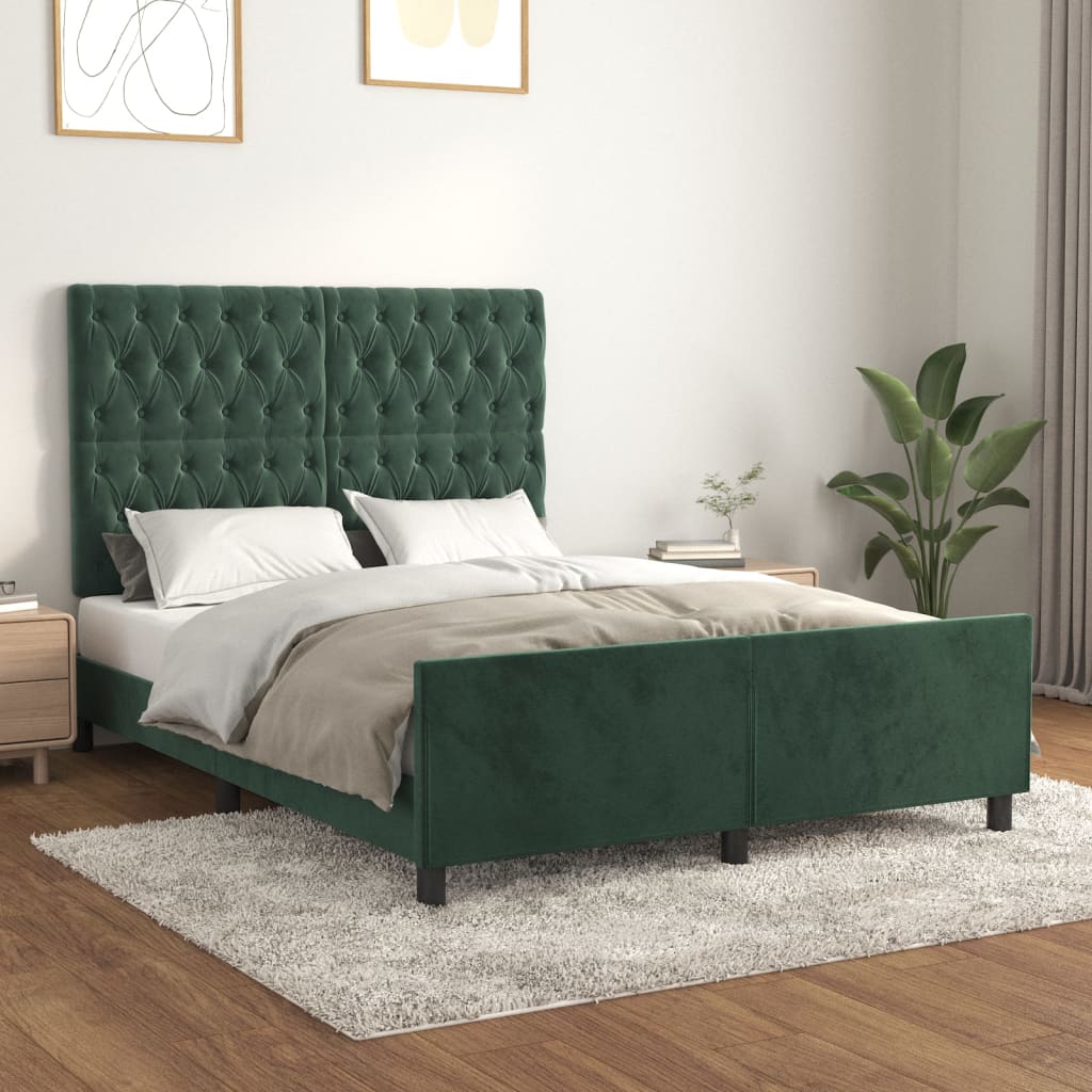 Giroletto senza Materasso-Struttura Letto Verde Scuro 140x200 cm in Velluto 375075