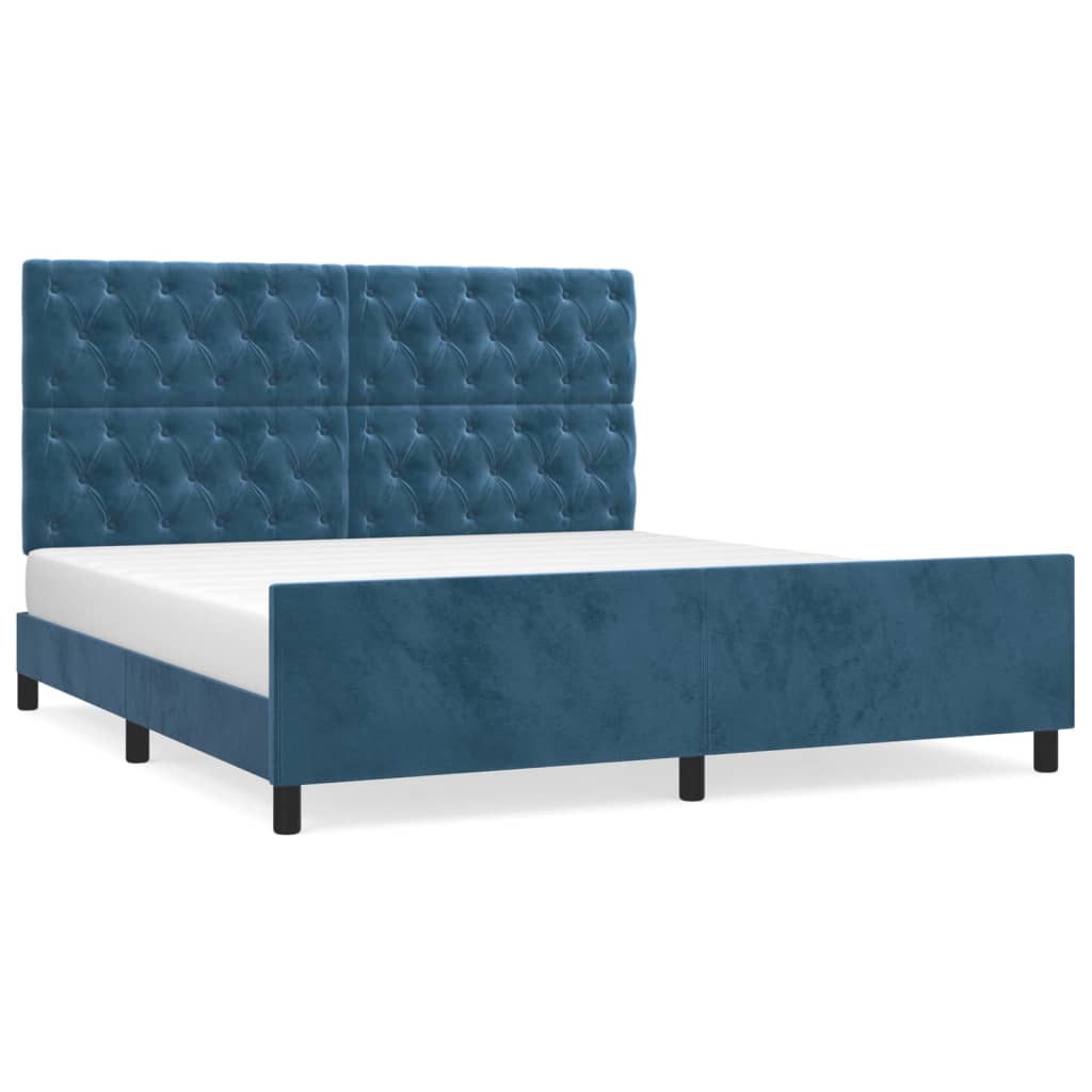 Giroletto senza Materasso-Struttura Letto Blu Scuro 160x200 cm in Velluto 110006