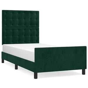 Giroletto senza Materasso-Struttura Letto Verde Scuro 90x190 cm in Velluto 327447