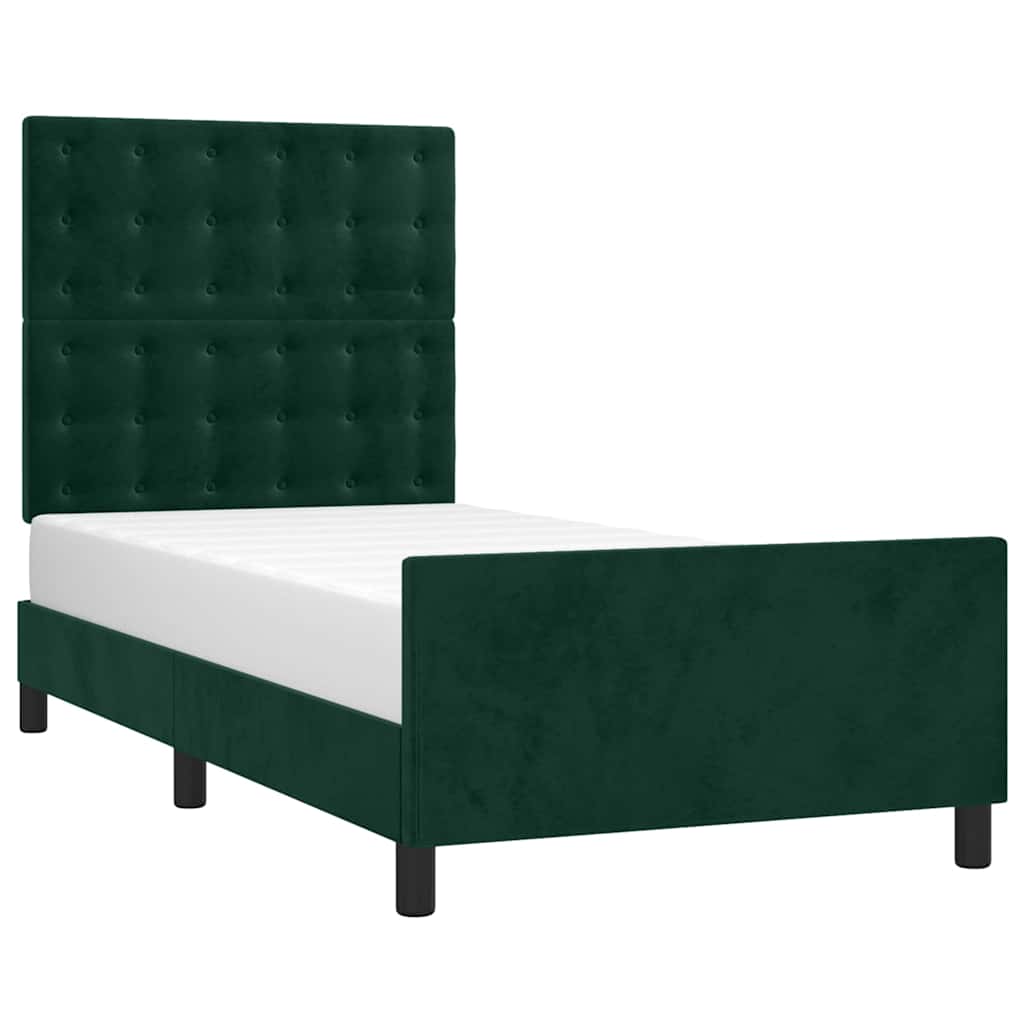 Giroletto senza Materasso-Struttura Letto Verde Scuro 90x190 cm in Velluto 327447